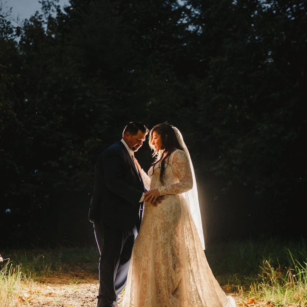 Lace Long-Sleeve Wedding Gown with Veil